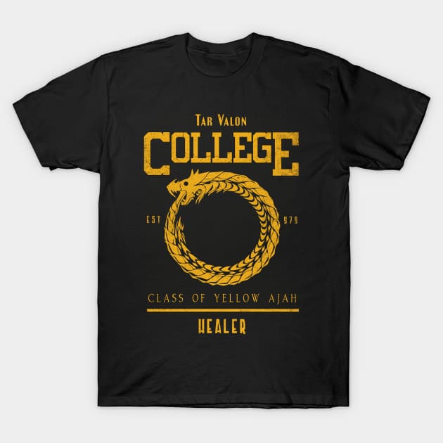 Tar Valon College Yellow Ajah Slogan and Symbol Dragon T-Shirt by TSHIRT PLACE